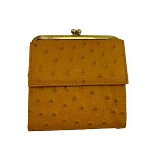 Lady BuxtonSplit Buffalo Calf Leather Coin Wallet Vintage Ostrich print Small